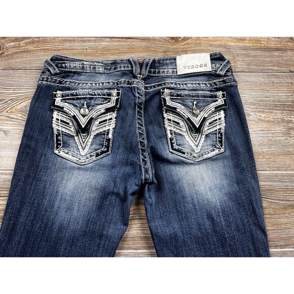 Vigoss The New York Boot Cut Jeans Size 9/10 Flap Back Pockets Distressed - Picture 9 of 16